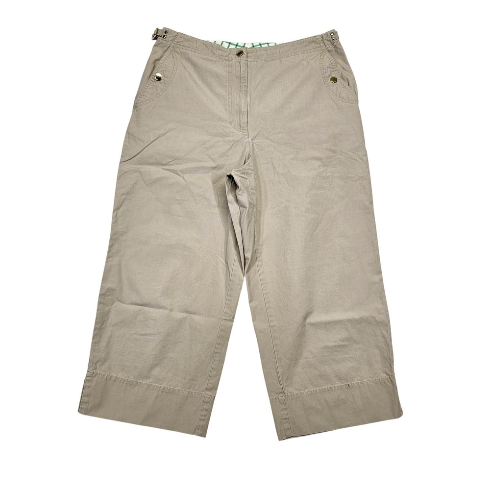Lauren Ralph Lauren Pants Womens 8‎ Beige Twill Capri Cropped Adjustable Waist